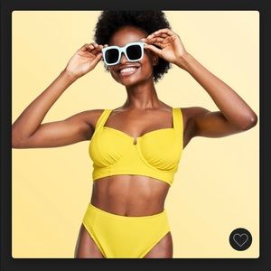 Stoney Clover x Target women's underwire textured bikini top- yellow side D/DD